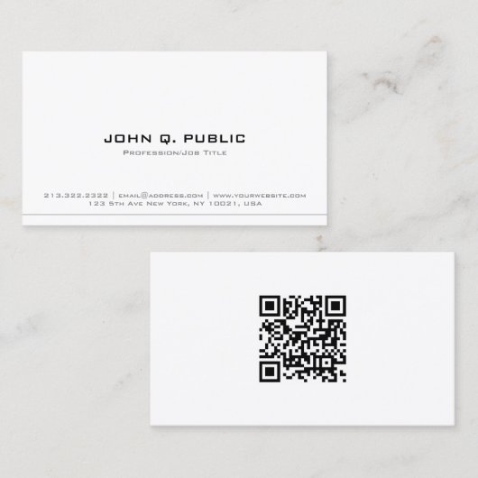 Carte De Visite Code QR de modèle élégant moderne et professionnel (Devant / Derrière)