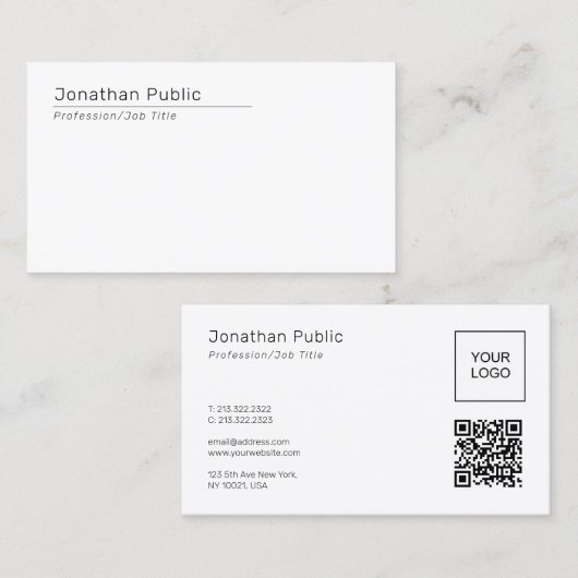 Carte De Visite Code QR de modèle élégant Télécharger le logo de l (Devant / Derrière)