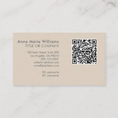 Carte De Visite Code QR de monogramme de script blanc marron moder (Dos)