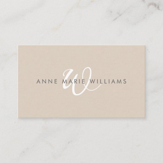Carte De Visite Code QR de monogramme de script blanc marron moder (Devant)