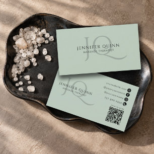 Carte De Visite Code QR de monogramme de thérapeute en massage min