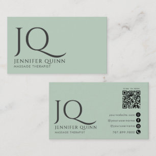 Carte De Visite Code QR de monogramme de thérapeute en massage min