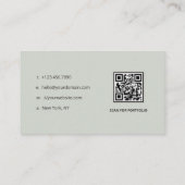 Carte De Visite Code QR de monogramme d'entreprise vert sauge mini (Dos)