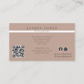 Carte De Visite Code QR de monogramme en marbre rose élégant (Dos)