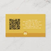 Carte De Visite Code QR de monogramme géométrique jaune moutarde r (Dos)