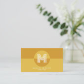 Carte De Visite Code QR de monogramme géométrique jaune moutarde r (Debout devant)