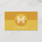 Carte De Visite Code QR de monogramme géométrique jaune moutarde r (Devant)