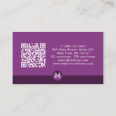 Carte De Visite Code QR de monogramme géométrique moderne violet p (Dos)