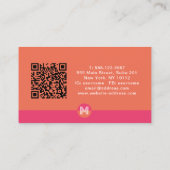 Carte De Visite Code QR de monogramme géométrique rose orange rétr (Dos)