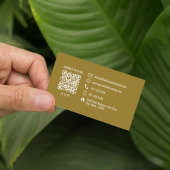 Carte De Visite Code QR de monogramme marron élégant professionnel