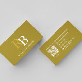 Carte De Visite Code QR de monogramme marron élégant professionnel