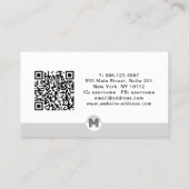Carte De Visite Code QR de monogramme moderne géométrique noir et (Dos)