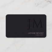 Carte De Visite Code QR de monogramme moderne lavande noir prune f (Devant)