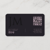 Carte De Visite Code QR de monogramme moderne lavande noir prune f (Dos)