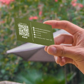 Carte De Visite Code QR de monogramme moderne vert professionnel 