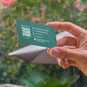 Carte De Visite Code QR de monogramme sarcelle élégant professionn