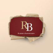 Carte De Visite Code QR de monogramme simple bordeaux | Entrez en
