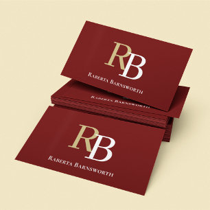 Carte De Visite Code QR de monogramme simple bordeaux Entrez en