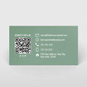 Carte De Visite Code QR de monogramme vert élégant professionnel