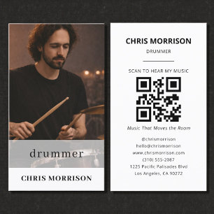 Carte De Visite Code QR de musicien batteur Photo