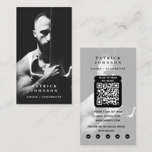 Carte De Visite Code QR de musicien Photo Chanteur Compositeur Pho