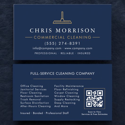 Carte De Visite Code QR de nettoyage commercial professionnel