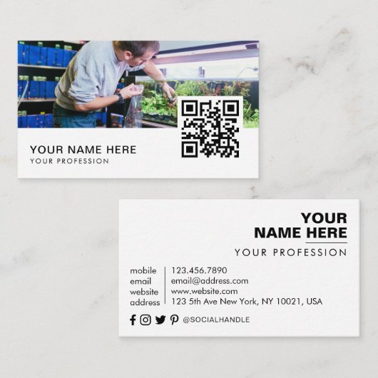 Carte De Visite Code QR de nettoyage d'aquarium (Devant / Derrière)