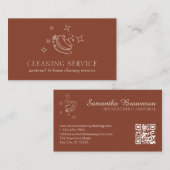 Carte De Visite Code Qr de nettoyage de bulles Star en terre cuite (Devant / Derrière)