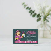 Carte De Visite Code QR de nettoyage de maison sarcelle vert rose (Debout devant)