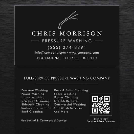Carte De Visite Code QR de nettoyage haute pression 