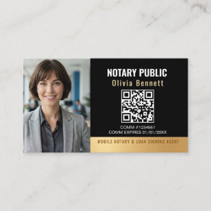 Carte De Visite Code QR de notaire moderne noir or