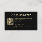 Carte De Visite Code QR de notaire photo professionnel noir or (Dos)