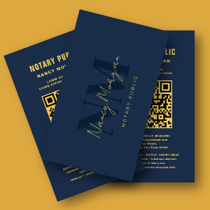 Carte De Visite Code QR de notaire public avec monogramme doré mod