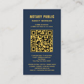 Carte De Visite Code QR de notaire public avec monogramme doré mod (Dos)
