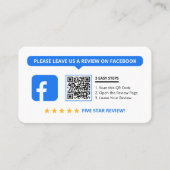 Carte De Visite Code QR de notation 5 étoiles pour les avis Facebo (Devant)