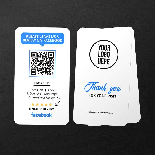 Carte De Visite Code QR de notation 5 étoiles pour les avis Facebo