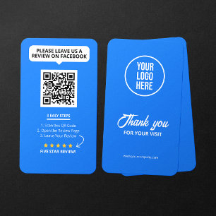 Carte De Visite Code QR de notation 5 étoiles pour les avis Facebo