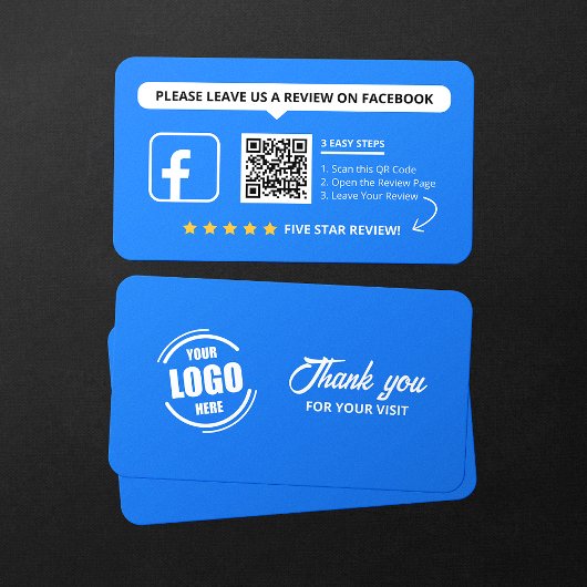 Carte De Visite Code QR de notation 5 étoiles pour les avis Facebo