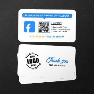 Carte De Visite Code QR de notation 5 étoiles pour les avis Facebo