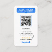 Carte De Visite Code QR de notation 5 étoiles pour les avis Facebo (Devant)