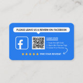 Carte De Visite Code QR de notation 5 étoiles pour les avis Facebo (Devant)