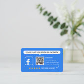 Carte De Visite Code QR de notation 5 étoiles pour les avis Facebo (Debout devant)