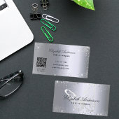 Carte De Visite Code qr de papillon de parties scintillant d'argen