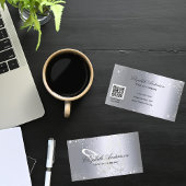Carte De Visite Code qr de papillon de parties scintillant d'argen