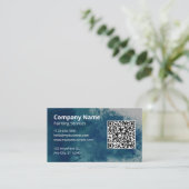 Carte De Visite Code QR de peintre à l'aquarelle bleue (Debout devant)