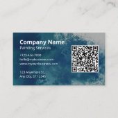 Carte De Visite Code QR de peintre à l'aquarelle bleue (Devant)