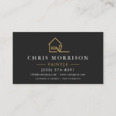 Carte De Visite Code QR de peintre de maison moderne noir or (Devant)