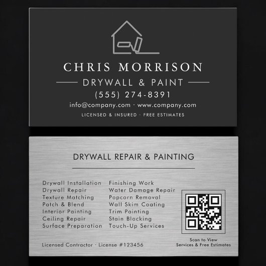 Carte De Visite Code QR de peinture et cloison sèche Professionnel
