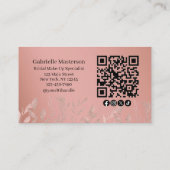 Carte De Visite Code QR de photo boho rose poussiéreuse botanique (Dos)