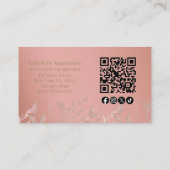 Carte De Visite Code QR de photo boho rose poussiéreuse botanique (Dos)